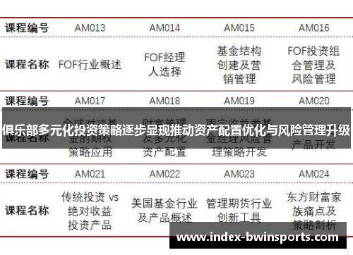 俱乐部多元化投资策略逐步显现推动资产配置优化与风险管理升级